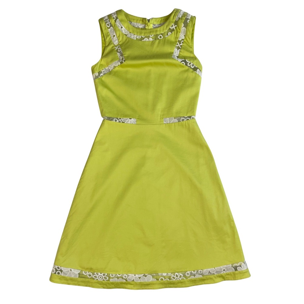 Anthropologie Gianni Bini Size 0 Lime Green Sheath Dress | Romantic Retro Glam